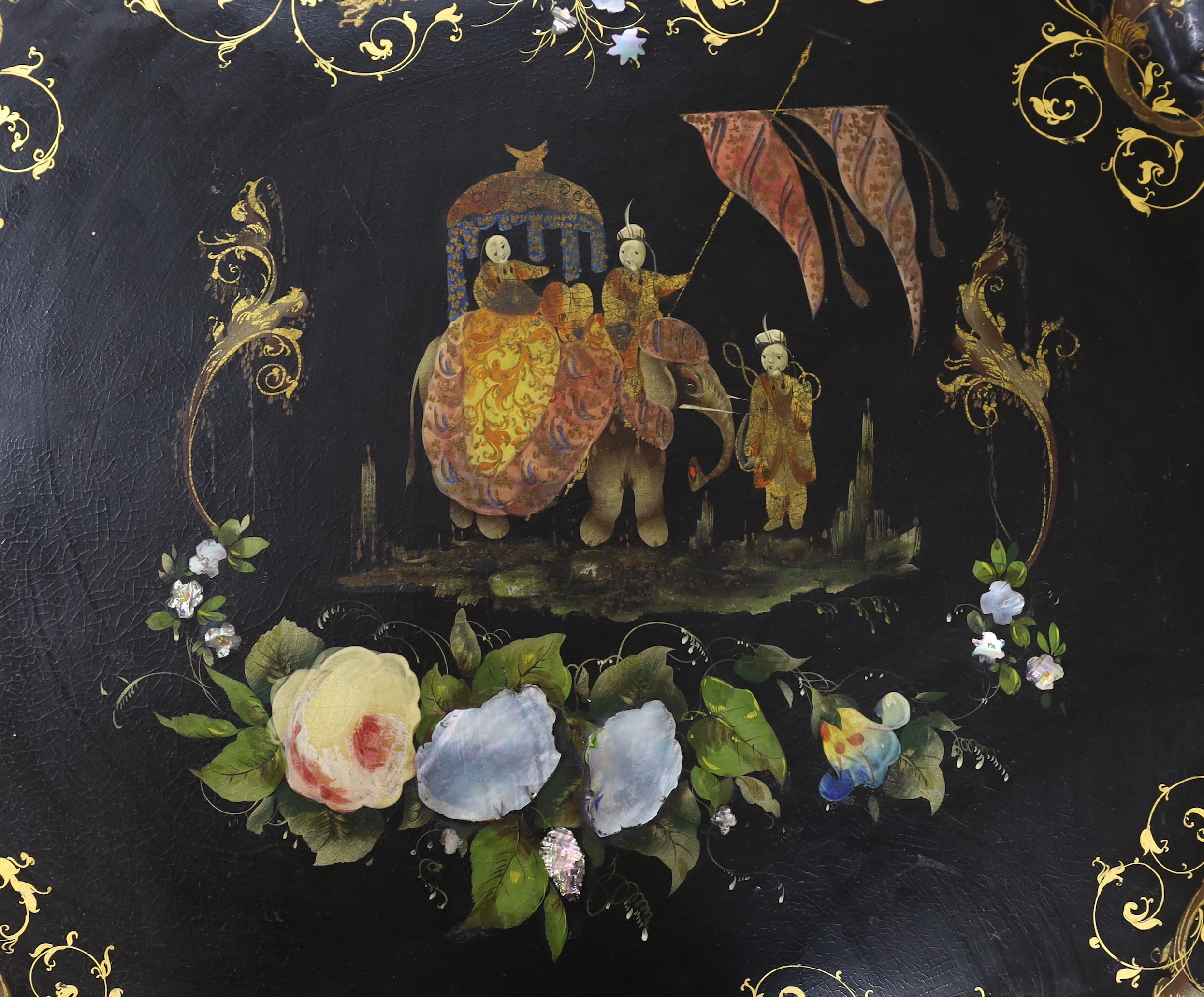 A Victorian papier mache tray, 60x79.5cm